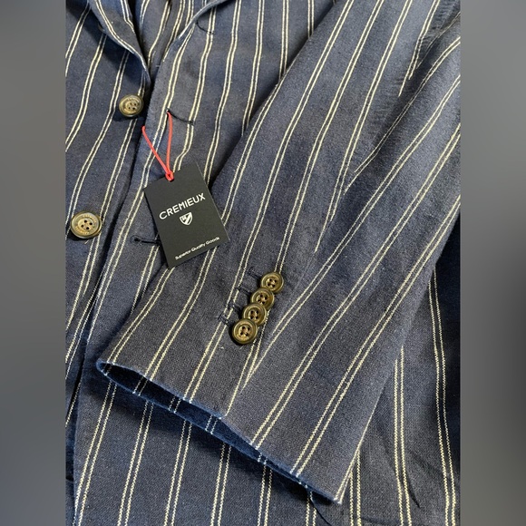 Cremeiux Linen-Blend Striped Blazer Peacoat Blue,size 38/L, Northwest NWT - Picture 8 of 16